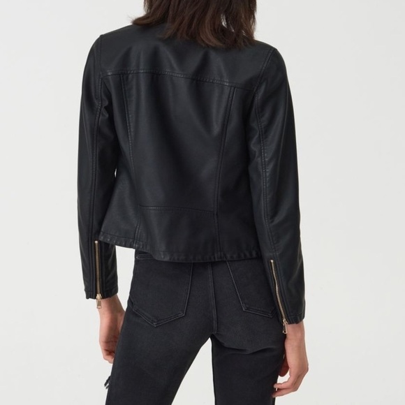 NWT Sinsay Outerwear Vegan Leather Black Moto Jacket Size XS - Picture 2 of 14